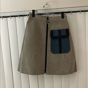 Louis Vuitton Tan A-Line Skirt with Blue Pocket